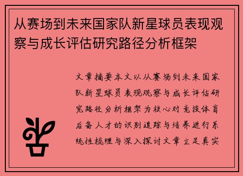 从赛场到未来国家队新星球员表现观察与成长评估研究路径分析框架 从赛场到未来国家队新星球员表现观察与成长评估研究路径分析框架